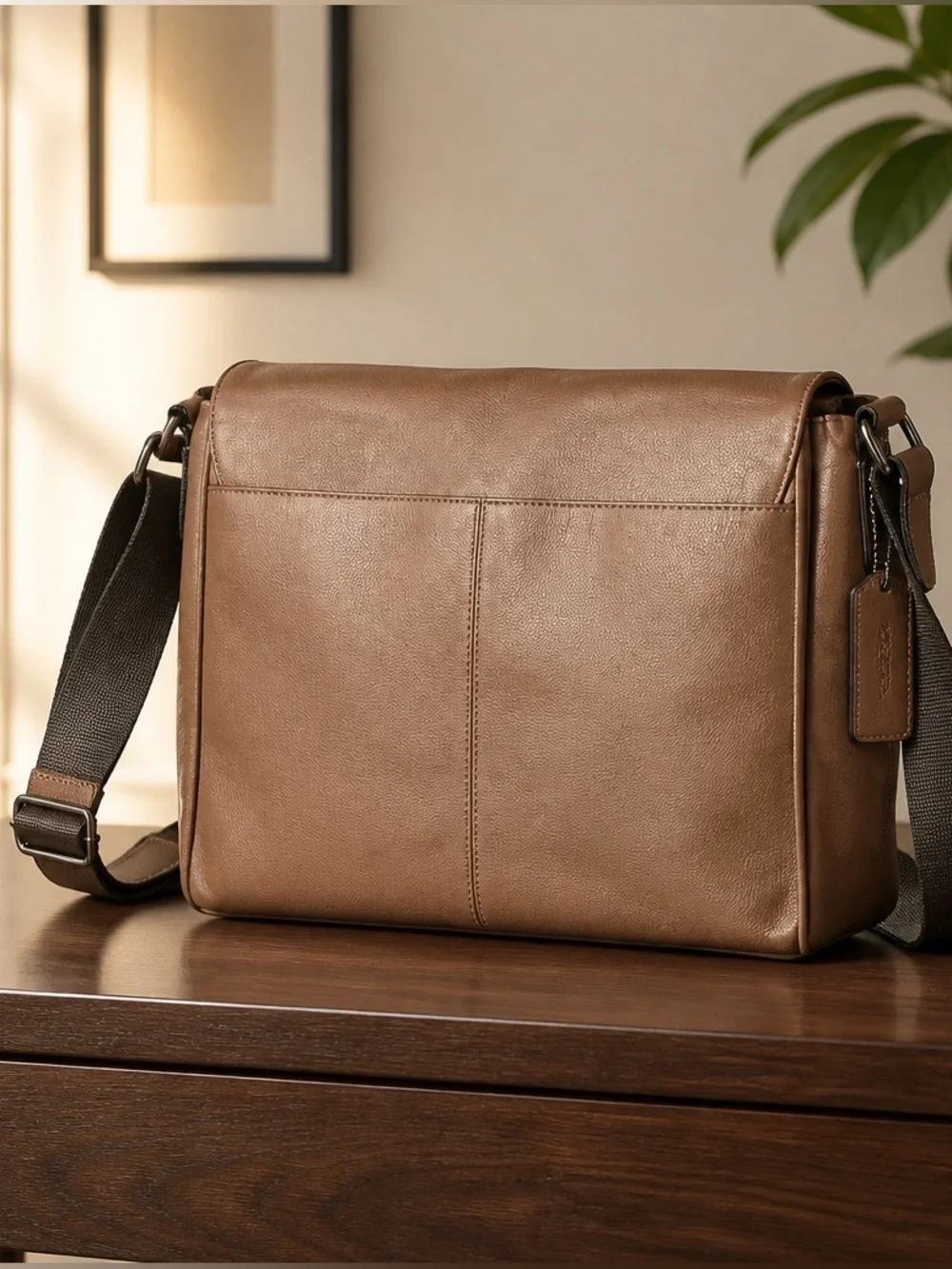 Coach Brown Leather Messenger Bag with Adjustable Strap